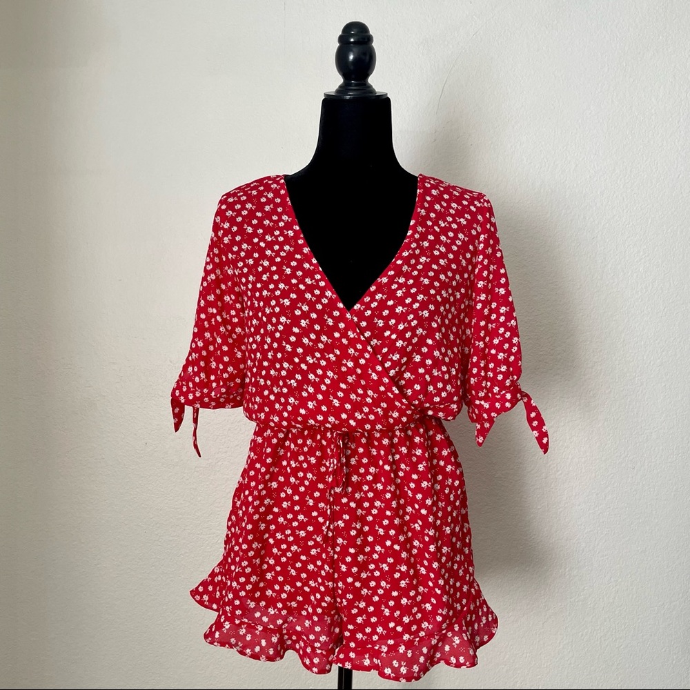 Floral Dolly Red Romper
